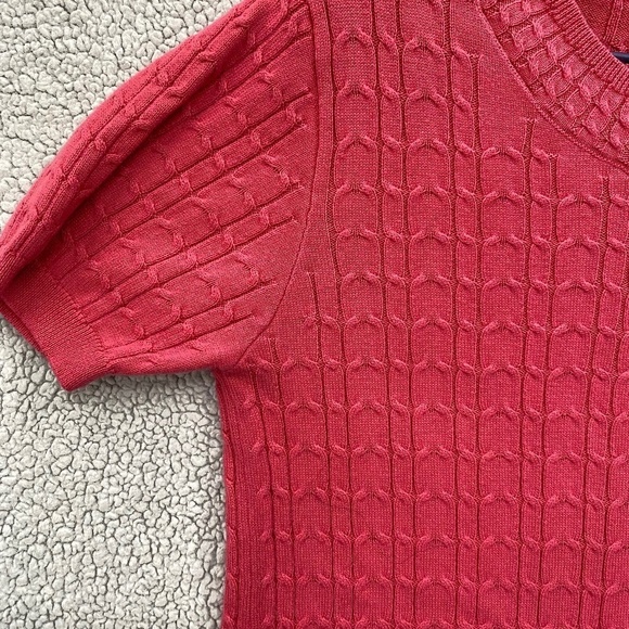 Betas Choice Sweater Womens Medium Red Knit Short Sleeve Stretch Crew Neck - Picture 5 of 8